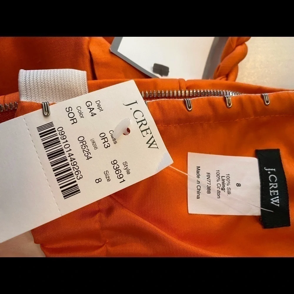 J CREW STRAPLESS SILK TANGERINE SPECIAL OCCASION DRESS